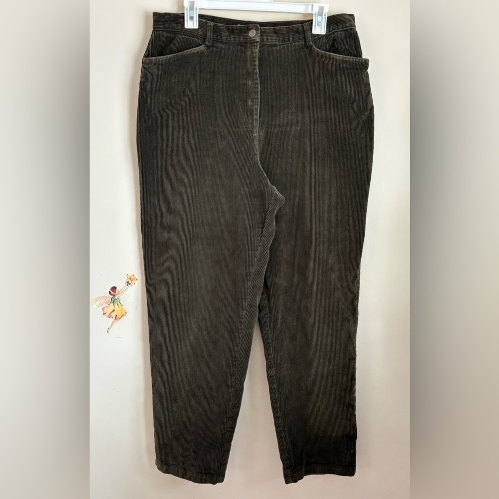 Jones New York Pants Olive Green Y2K Corduroy 16W Plus Size Straight Leg
